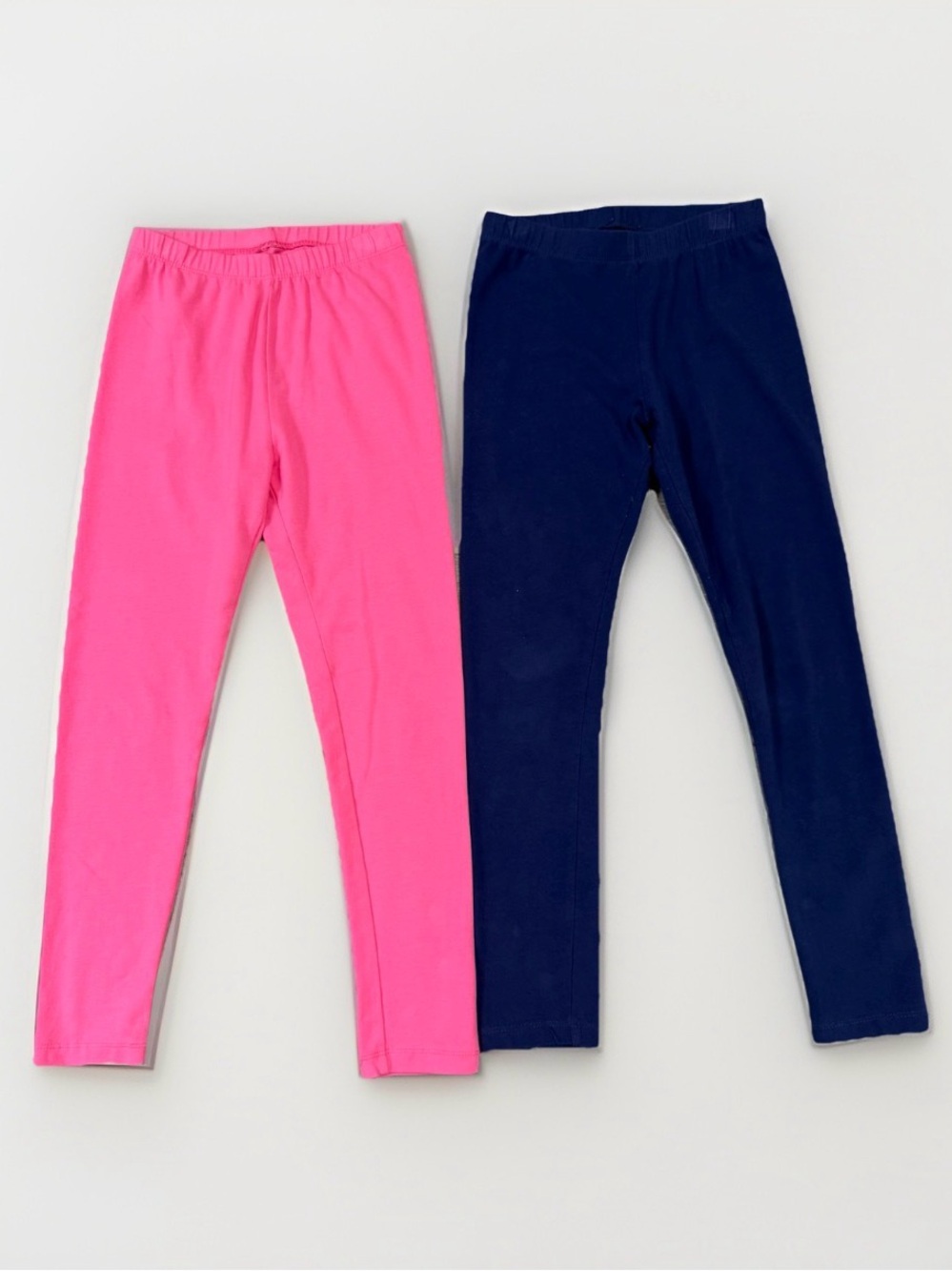 Cat & Jack Kids Leggings Sz 8 Pink And Navy Blue Lot Of 2 Full Length Solid